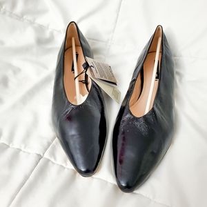 ZARA BASIC BLACK LEATHER FLATS WOMEN'S SHOES US 9